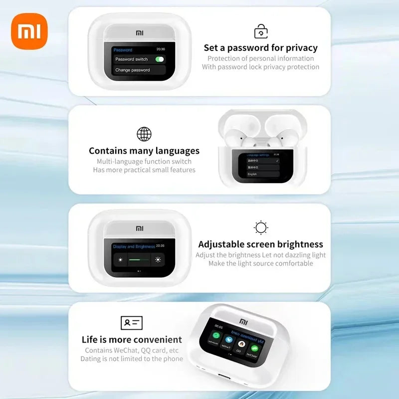 Auscultadores sem fios ANC Xiaomi-Tour Pro6, ecrã LED, cancelamento de ruído, auscultadores Bluetooth, auscultadores desportivos com microfone, Android, iOS